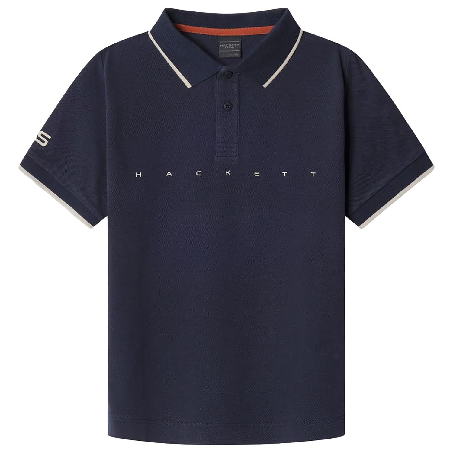Boys Navy Blue & Beige Polo Shirt, 2, hi-res