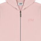Girls Pink Logo Hooded Zip Up Top, 1, hi-res