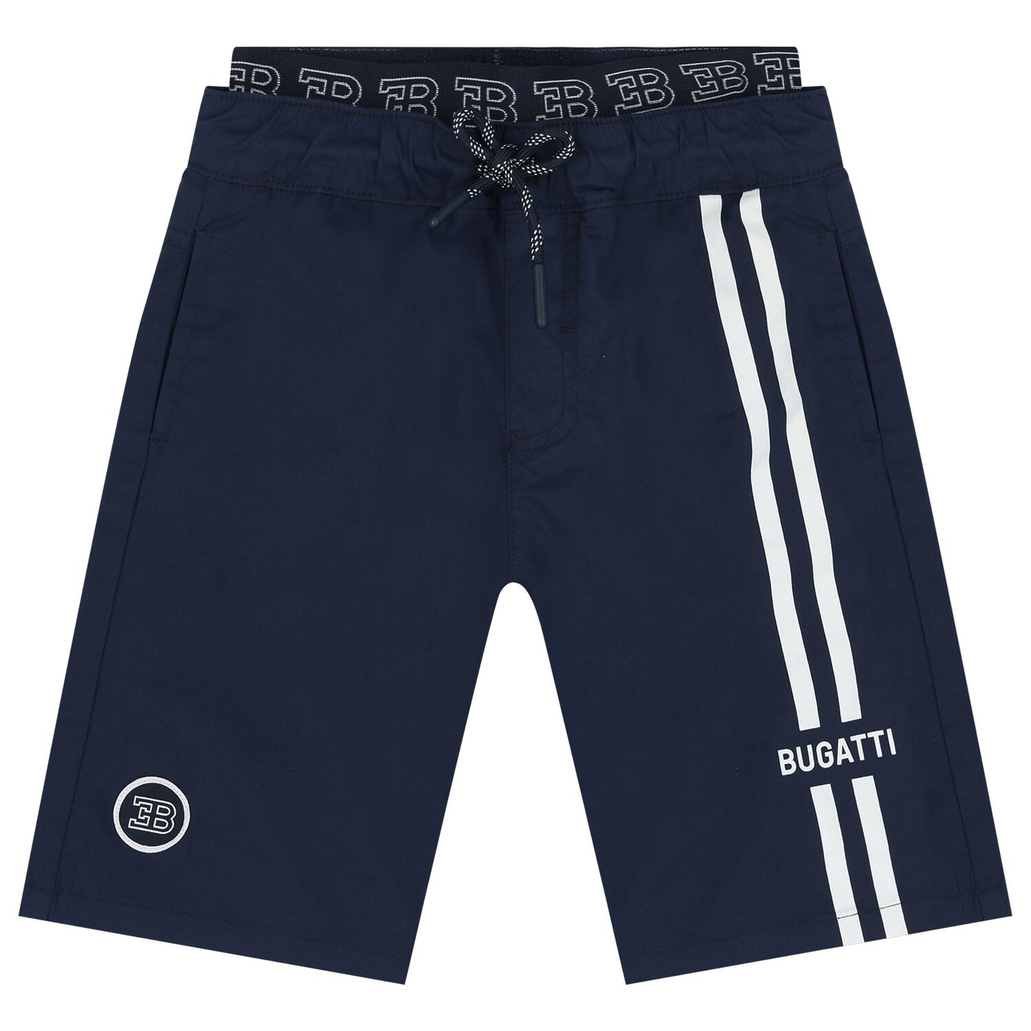 Boys Navy Blue Logo Shorts, 1, hi-res