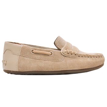 Boys Beige Suede Leather Moccasins 