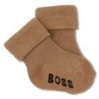 Baby Boys Beige & Black Logo Socks ( 3-Pack ) , 1, hi-res