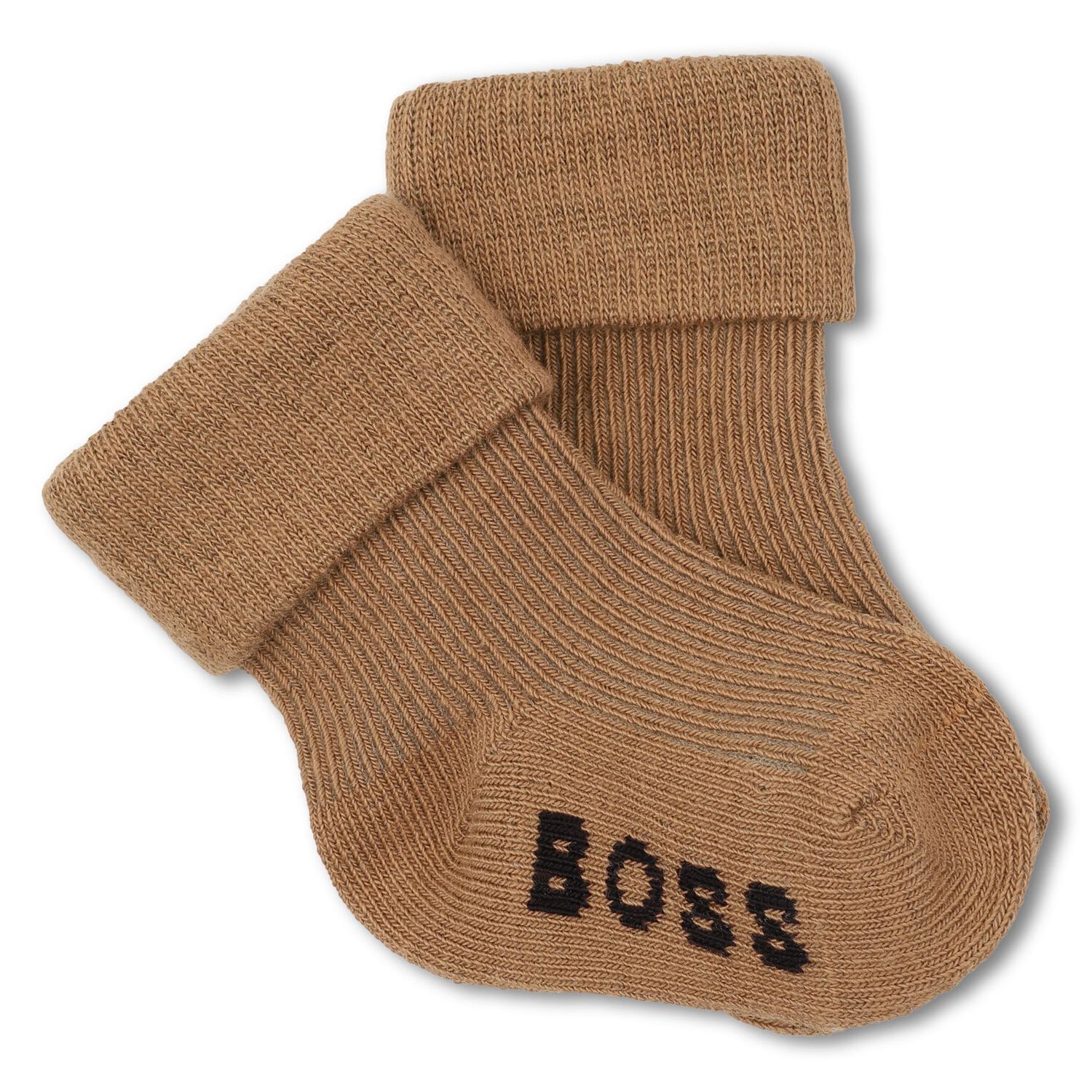Baby Boys Beige & Black Logo Socks ( 3-Pack ) , 1, hi-res