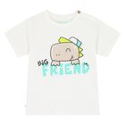 طقم شورت أولاد بطبعة ديناصور باللون الأبيض والبيج, 2, hi-res