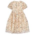 Girls Beige Embellished Dress, 1, hi-res