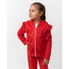 Girls White & Red Ruffled Tracksuit Set, 1, hi-res