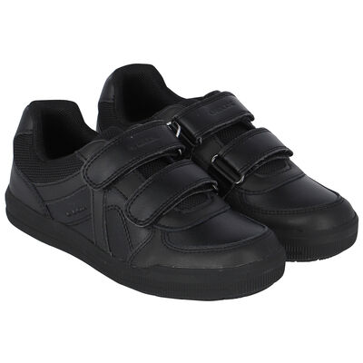 Boys Black Leather Trainers