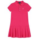 Girls Pink Logo Polo Dress, 2, hi-res