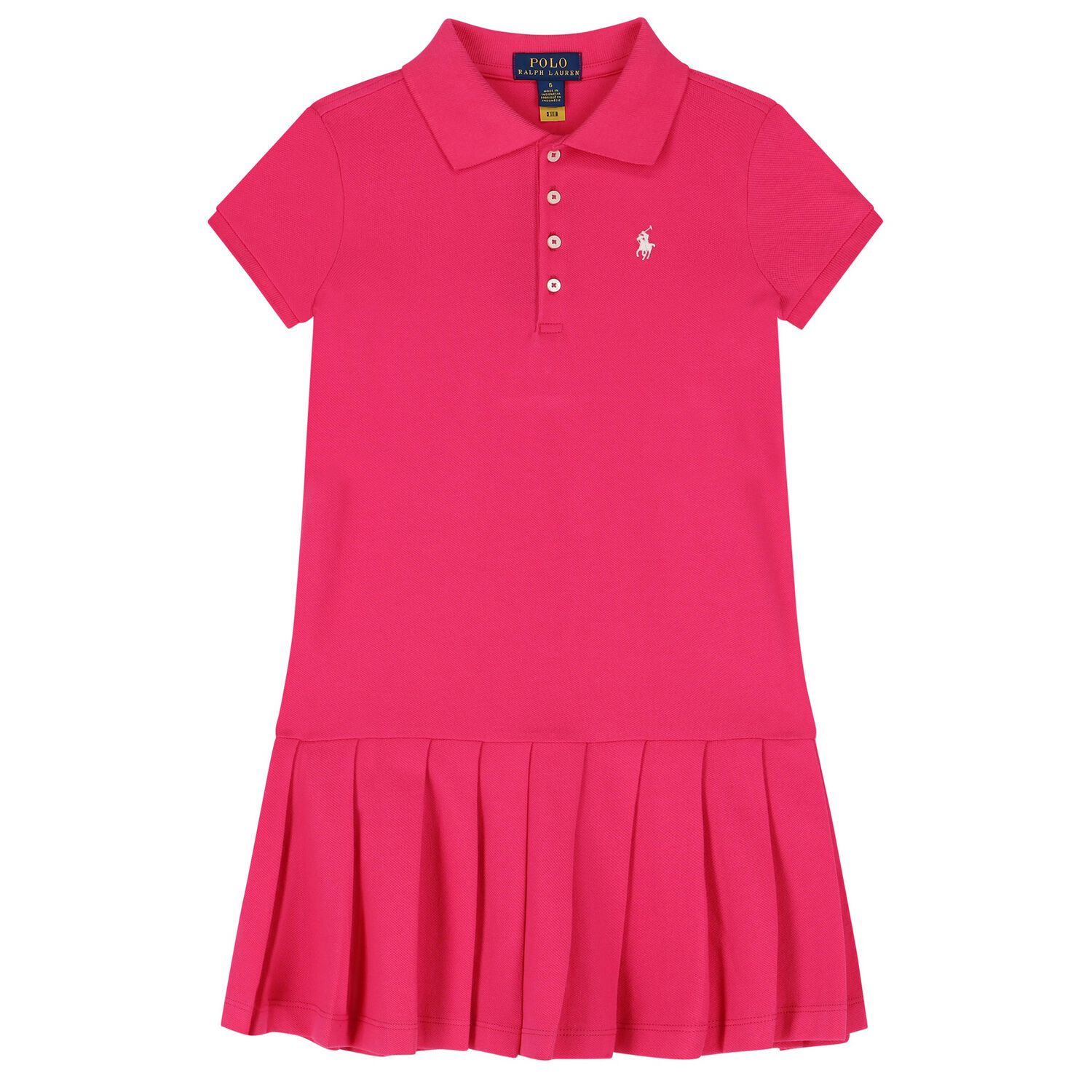Girls Pink Logo Polo Dress, 2, hi-res