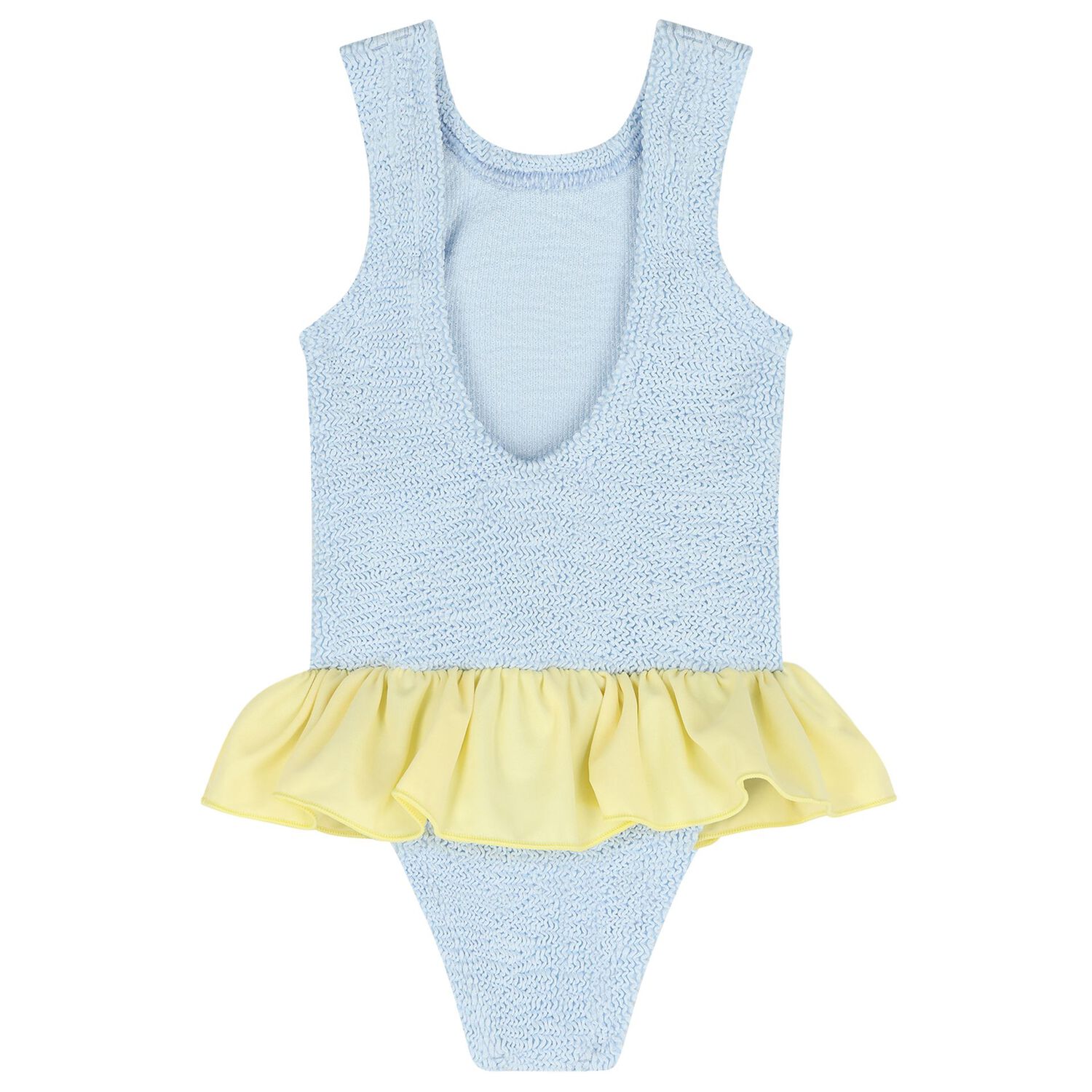 Girls Blue Ruffle Crinkle Swimsuit, 4, hi-res
