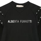 فستان سويت شيرت بالشعار باللون الاسود للبنات, 1, hi-res