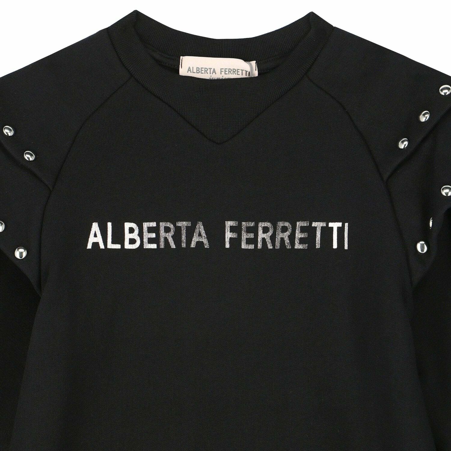 فستان سويت شيرت بالشعار باللون الاسود للبنات, 1, hi-res image number null