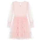 Girls Pink Embellished Tulle Dress, 1, hi-res
