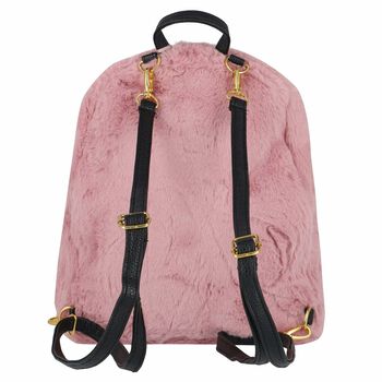 Girls Pink Faux Fur Backpack