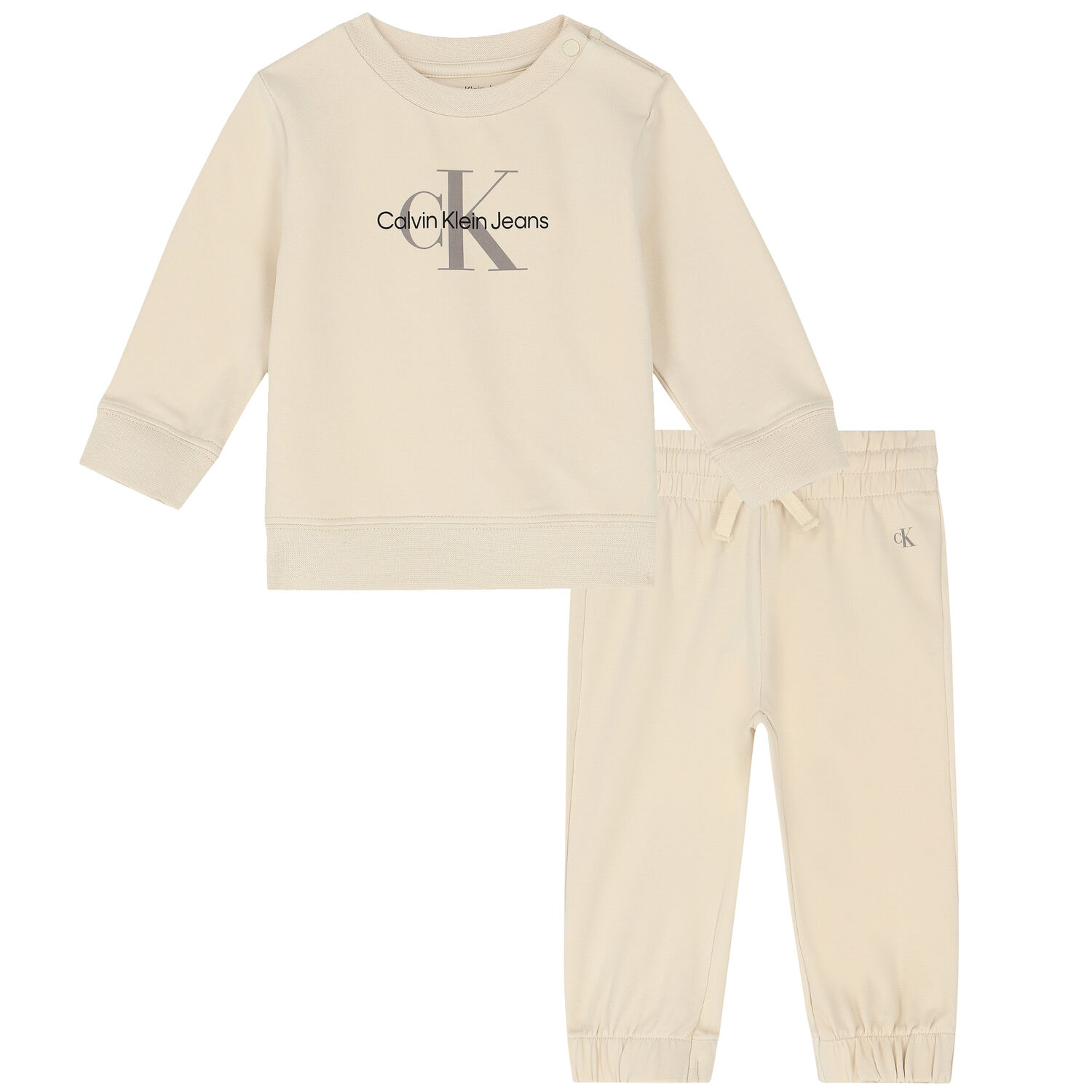 Baby Boys Beige Logo Tracksuit, 1, hi-res