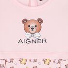 Baby Girls Pink Teddy Bear Logo Romper, 2, hi-res
