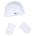 Baby Boys White Logo Babygrow Gift Set, 1, hi-res