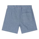 Younger Boys White & Blue Puppy Shorts Set, 1, hi-res