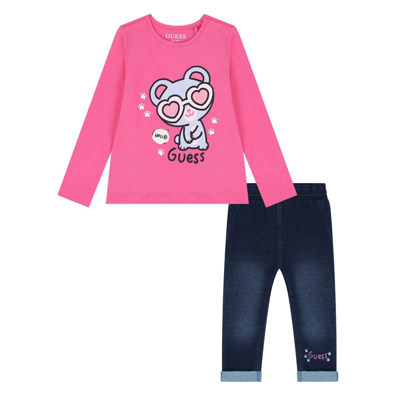 Younger Girls Pink & Blue Logo Trousers Set, 1, hi-res image number null
