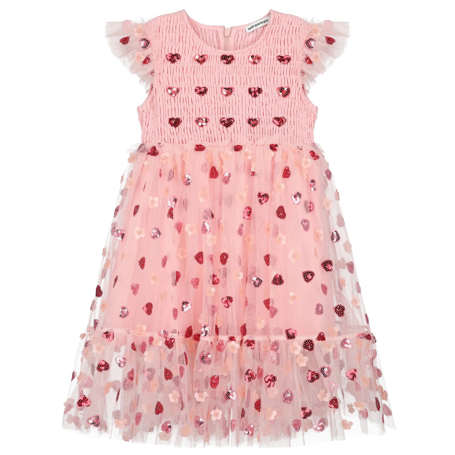 Girls Pink Heart Sequin Dress, 1, hi-res image number null