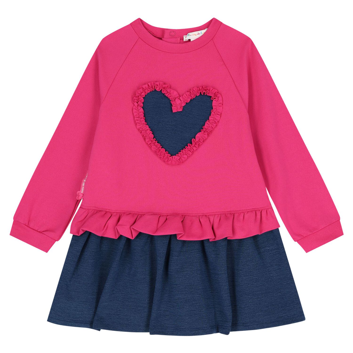 Girls Pink & Blue Heart Dress Set, 1, hi-res image number null
