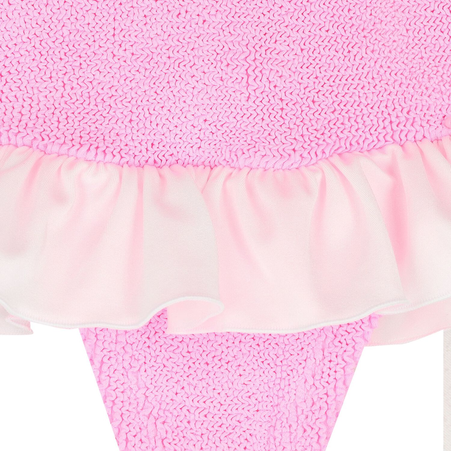 Girls Pink & White Ruffle Crinkle Swimsuit, 2, hi-res