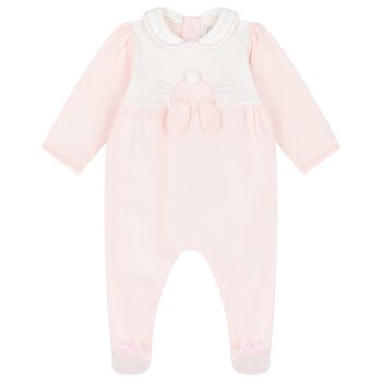 Baby Girls White & Pink Babygrow