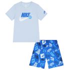 Boys Blue Logo Shorts Set, 1, hi-res