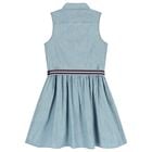 Girls Blue Logo Sleeveless Dress, 1, hi-res