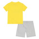 Younger Yellow & Grey Teddy Bear Logo Shorts Set, 1, hi-res