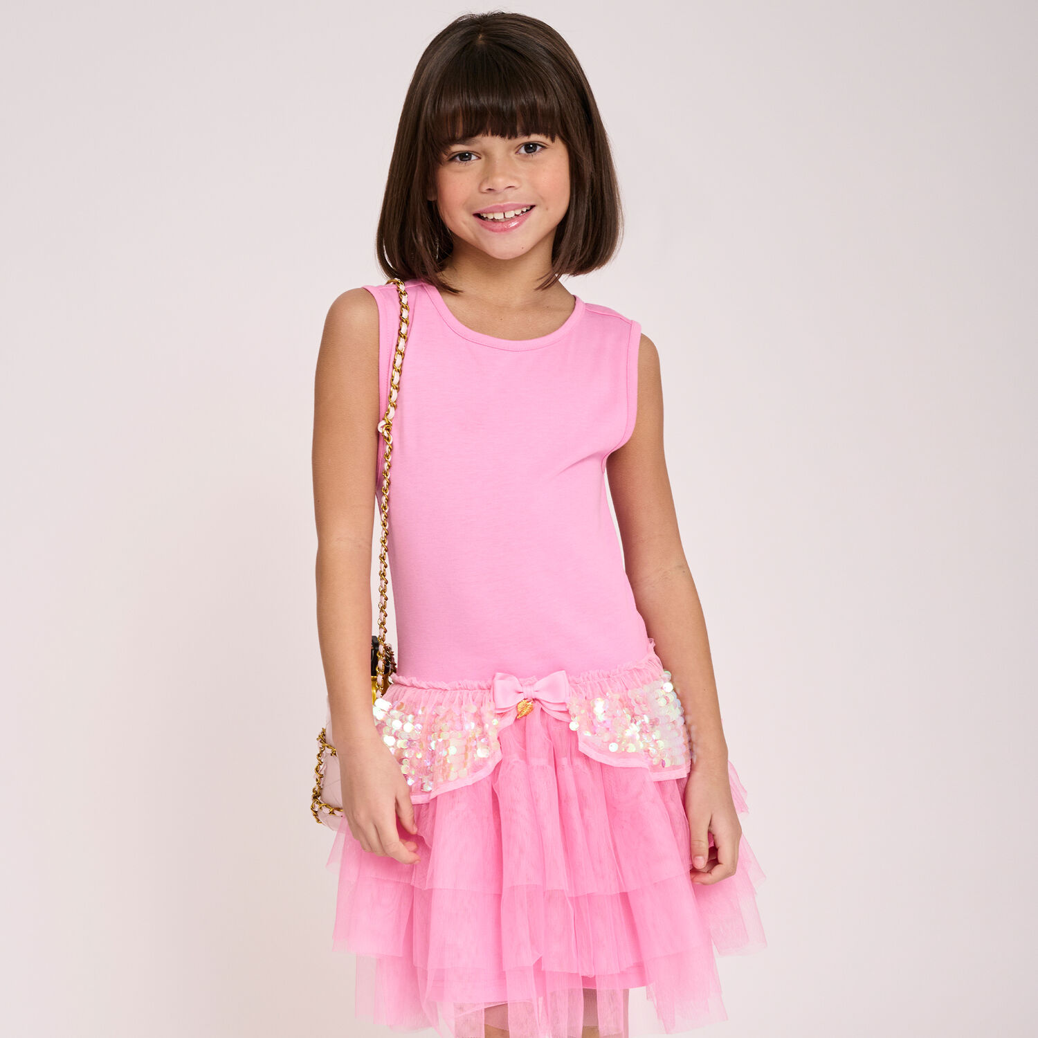 Girls Pink Tulle & Sequin Dress, 1, hi-res image number null