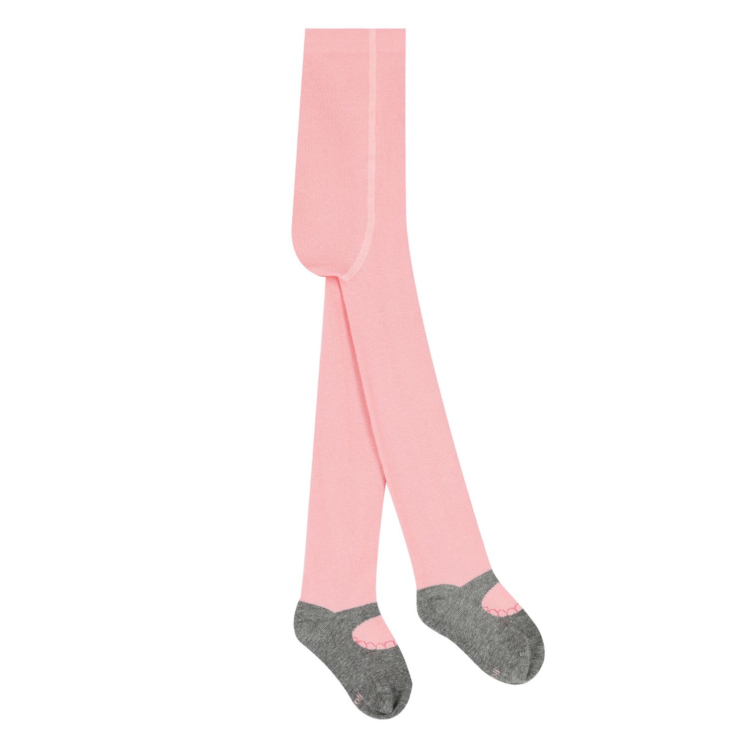 Younger Girls Pink & Grey Logo Tights, 1, hi-res