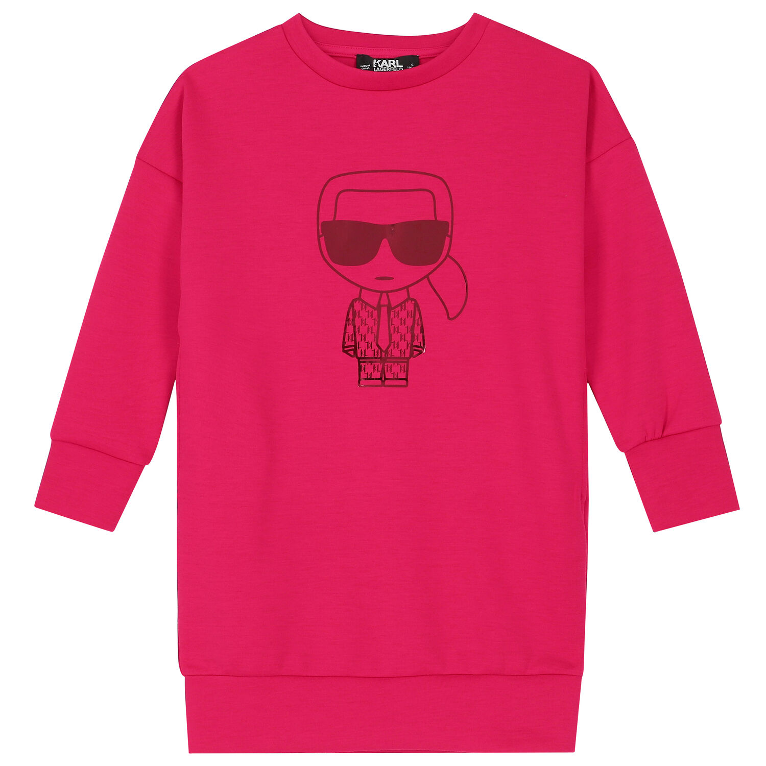 فستان سويت شيرت بالشعار باللون الوردي, 1, hi-res