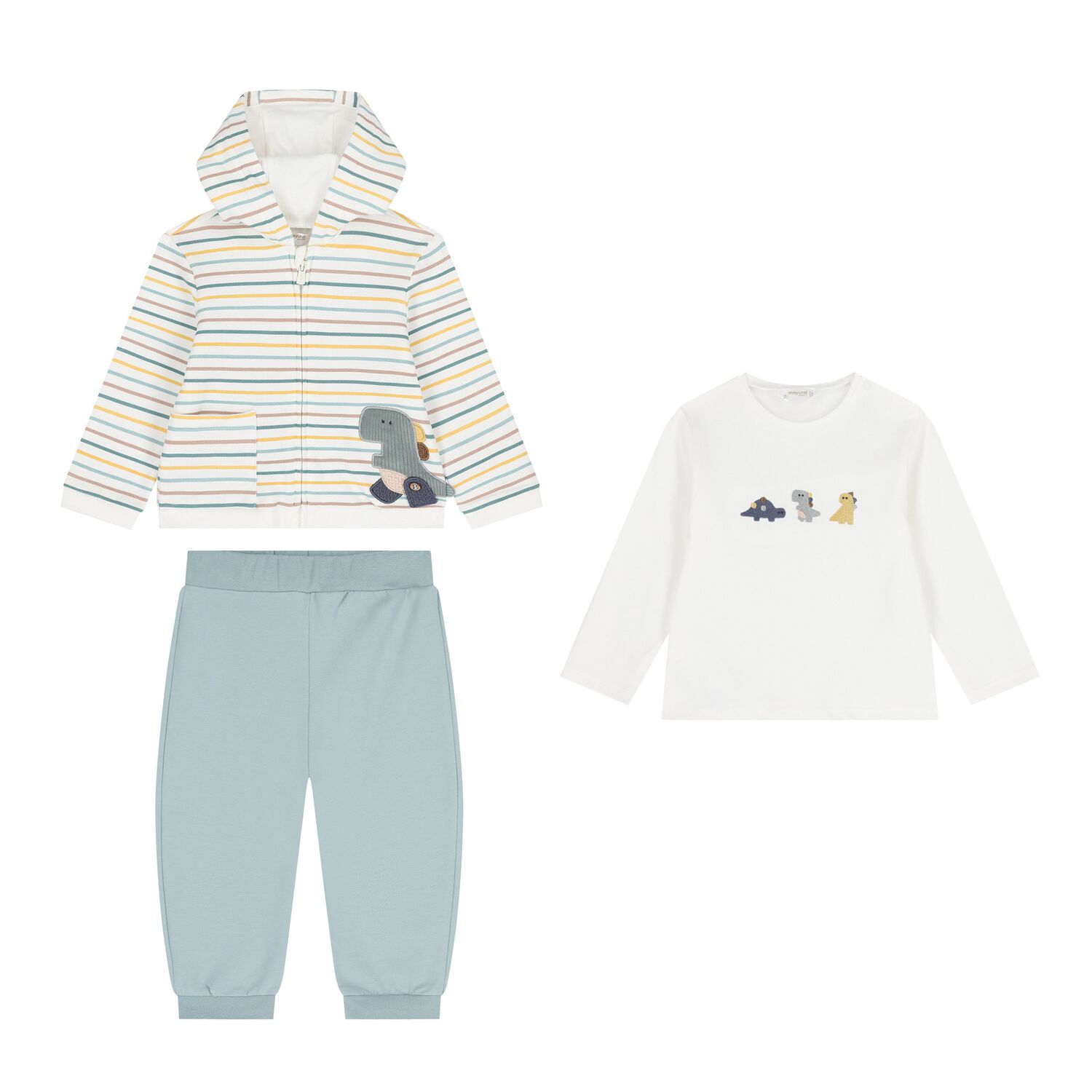 Baby Boys Ivory & Green Tracksuit Set (3 Piece), 3, hi-res