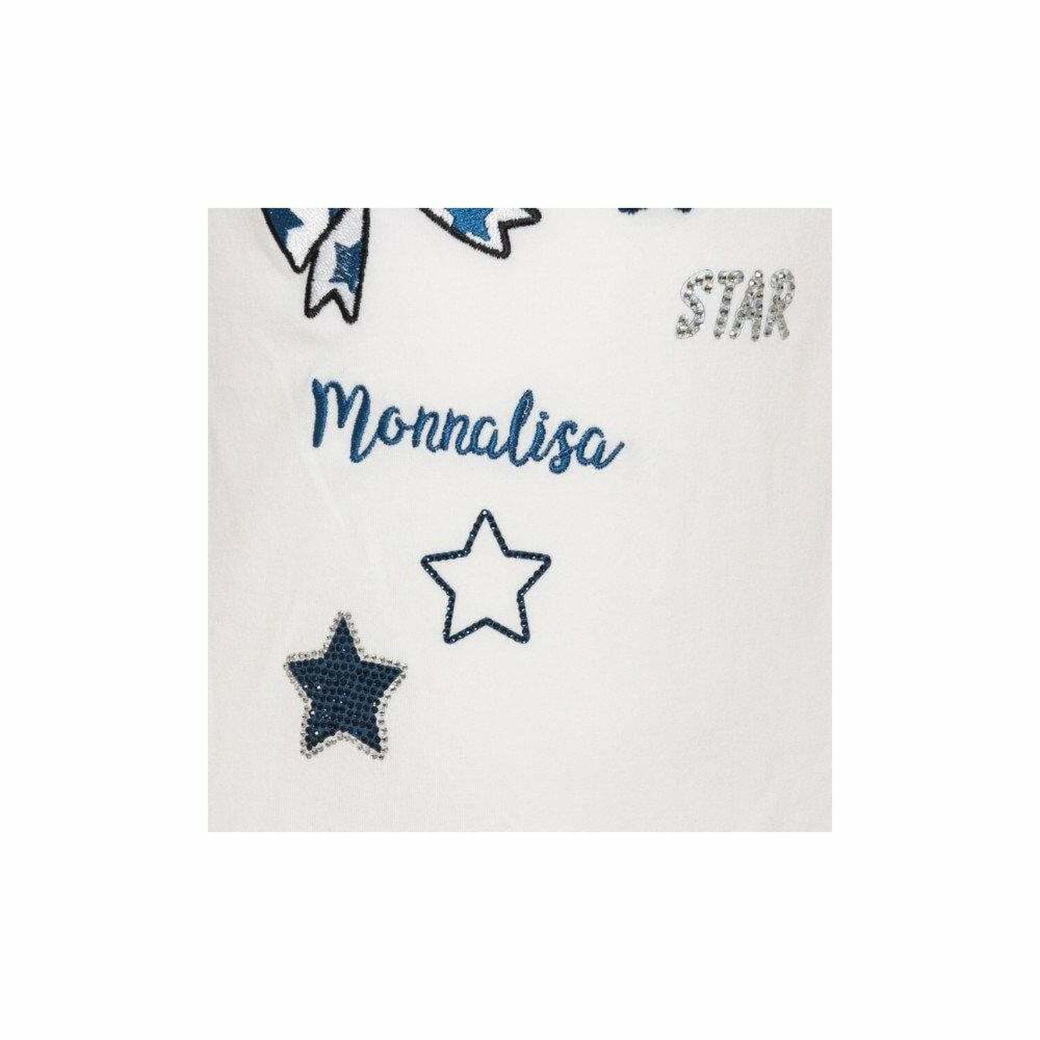 Girls Ivory & Blue Frill Top, 1, hi-res