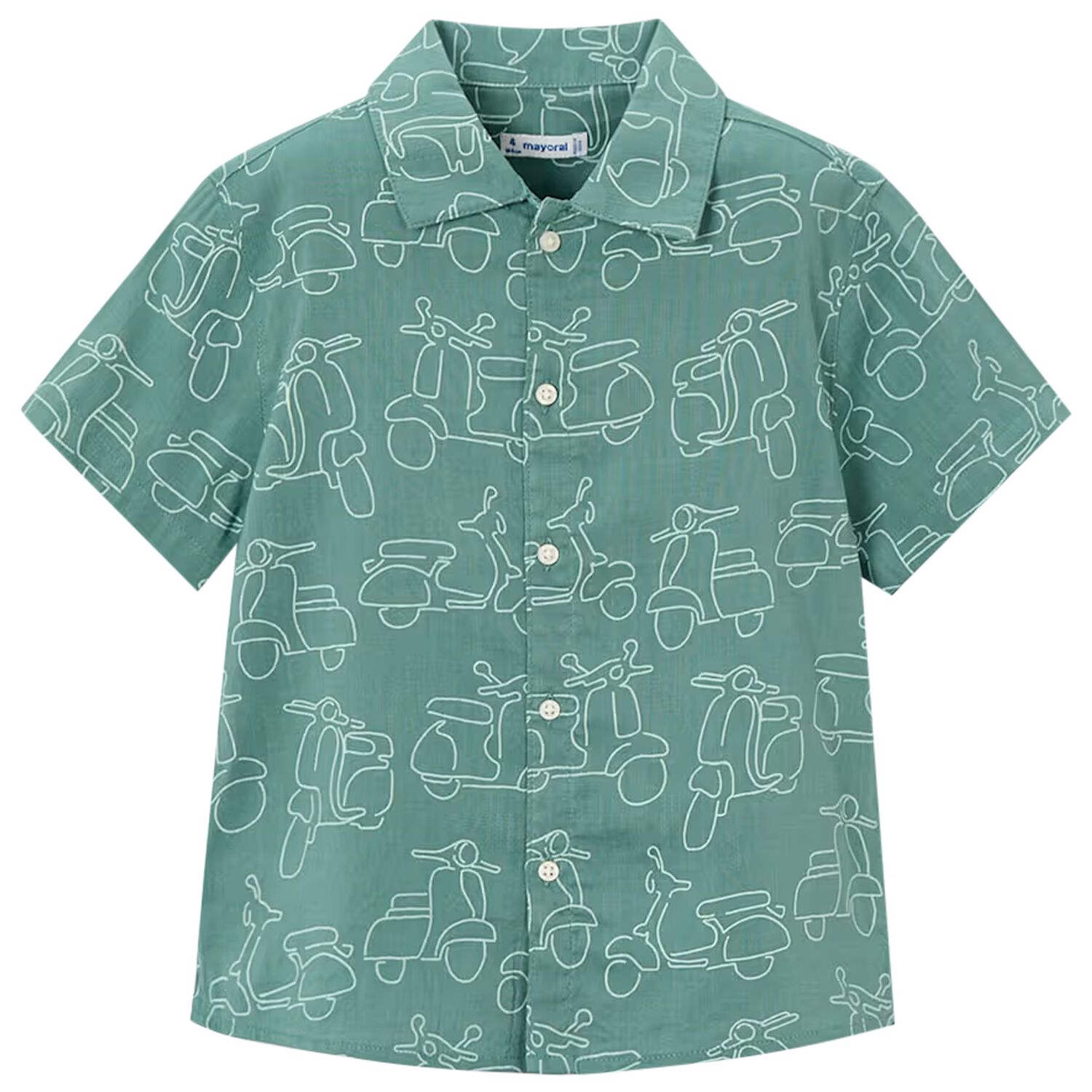 Boys Green Motorbike Shirt, 1, hi-res