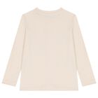 Boys Beige Logo Long Sleeve Top , 1, hi-res
