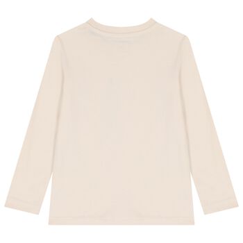 Boys Beige Logo Long Sleeve Top 