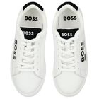 Boys White Logo Trainers, 1, hi-res