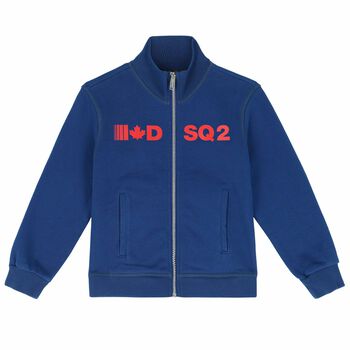 Boys Blue Logo Zip Up Top