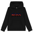 Boys Black Logo Hooded Top, 2, hi-res