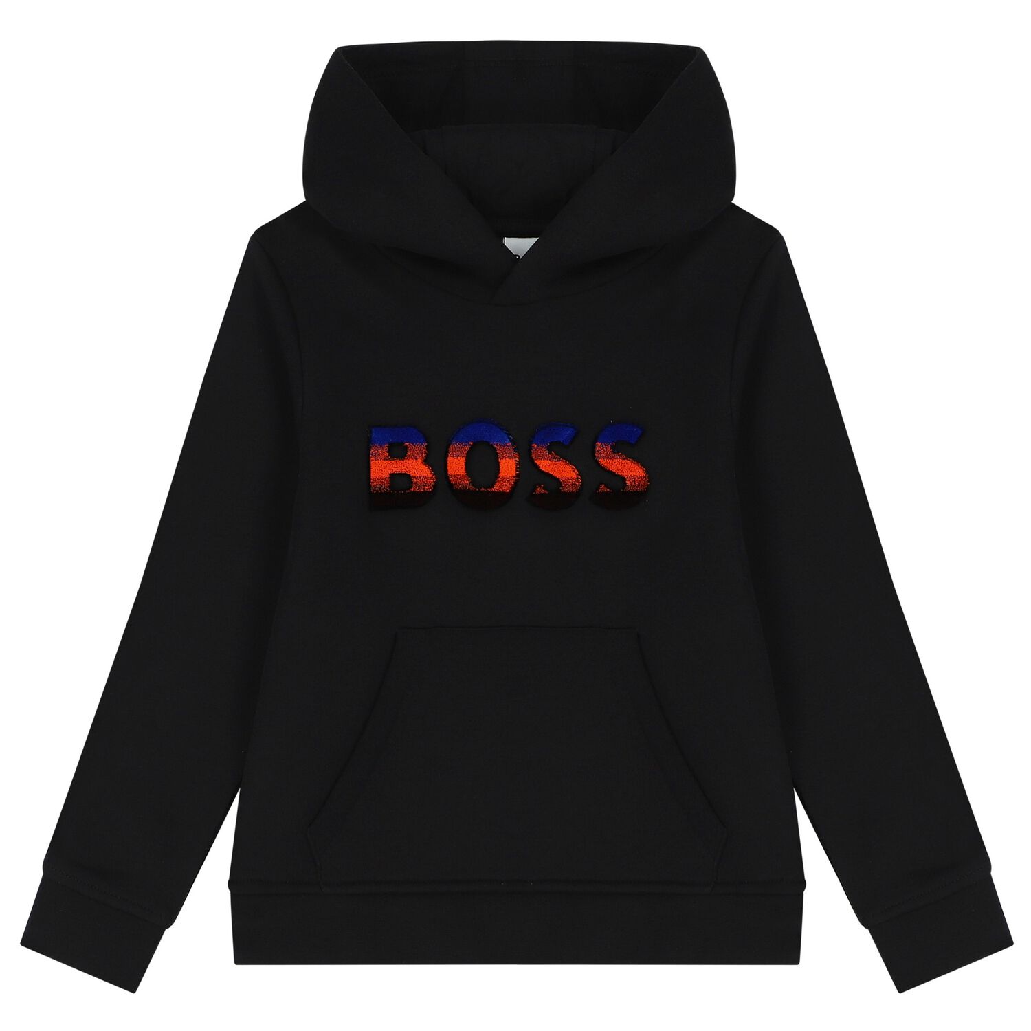 Boys Black Logo Hooded Top, 2, hi-res image number null