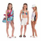 Girls White Logo Swimsuit, 1, hi-res