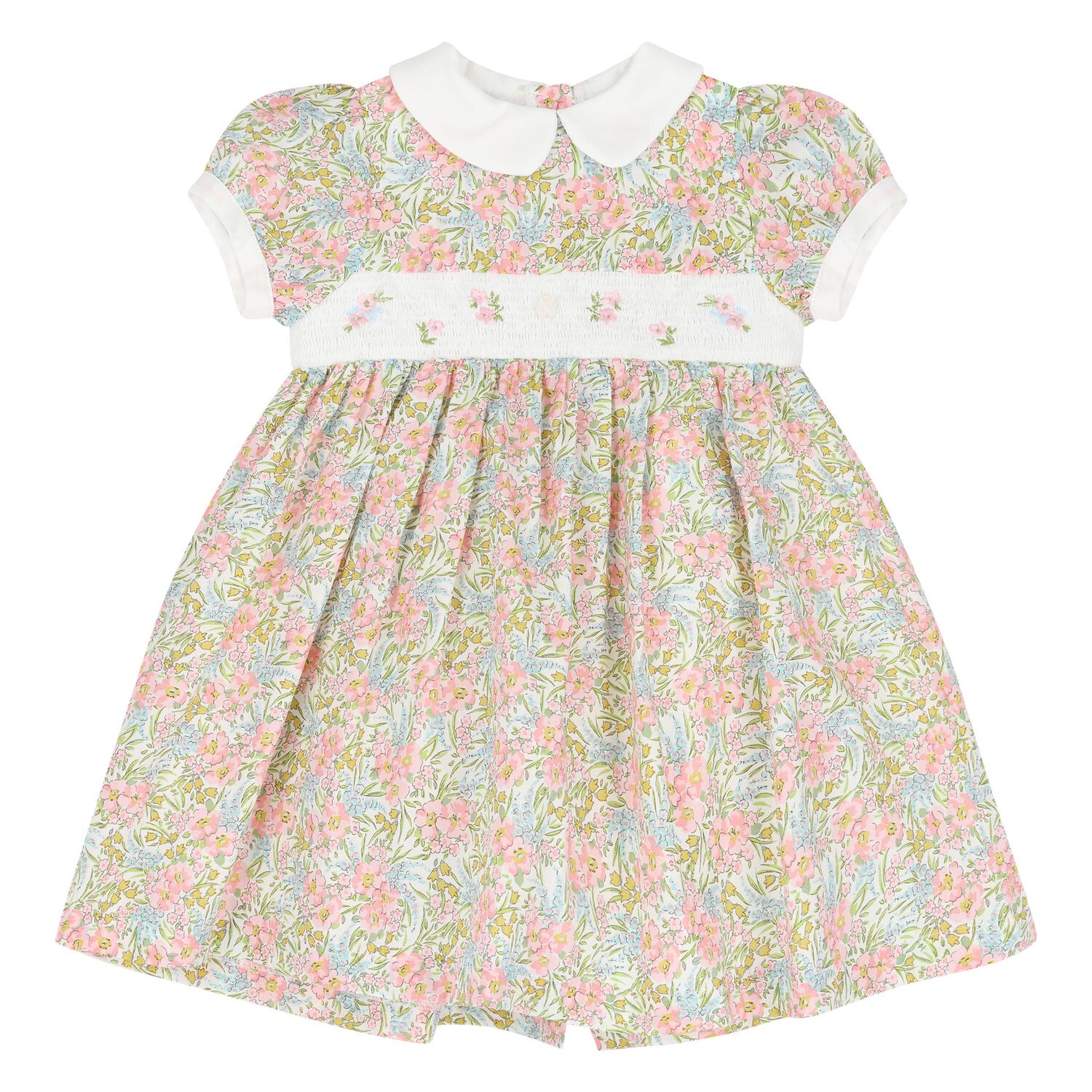 Younger Girls Pink & White Floral Dress, 1, hi-res