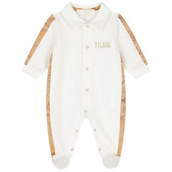 Ivory & Beige Geo Map Babygrow