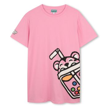 Girls Pink Bubble Tiger Logo Dress