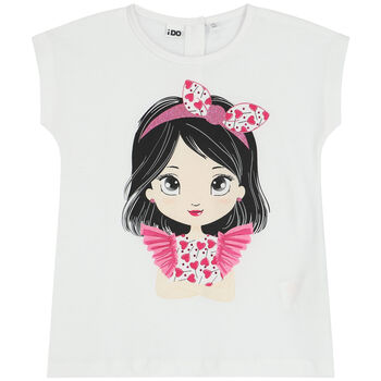 Girls White & Pink Glitter T-Shirt