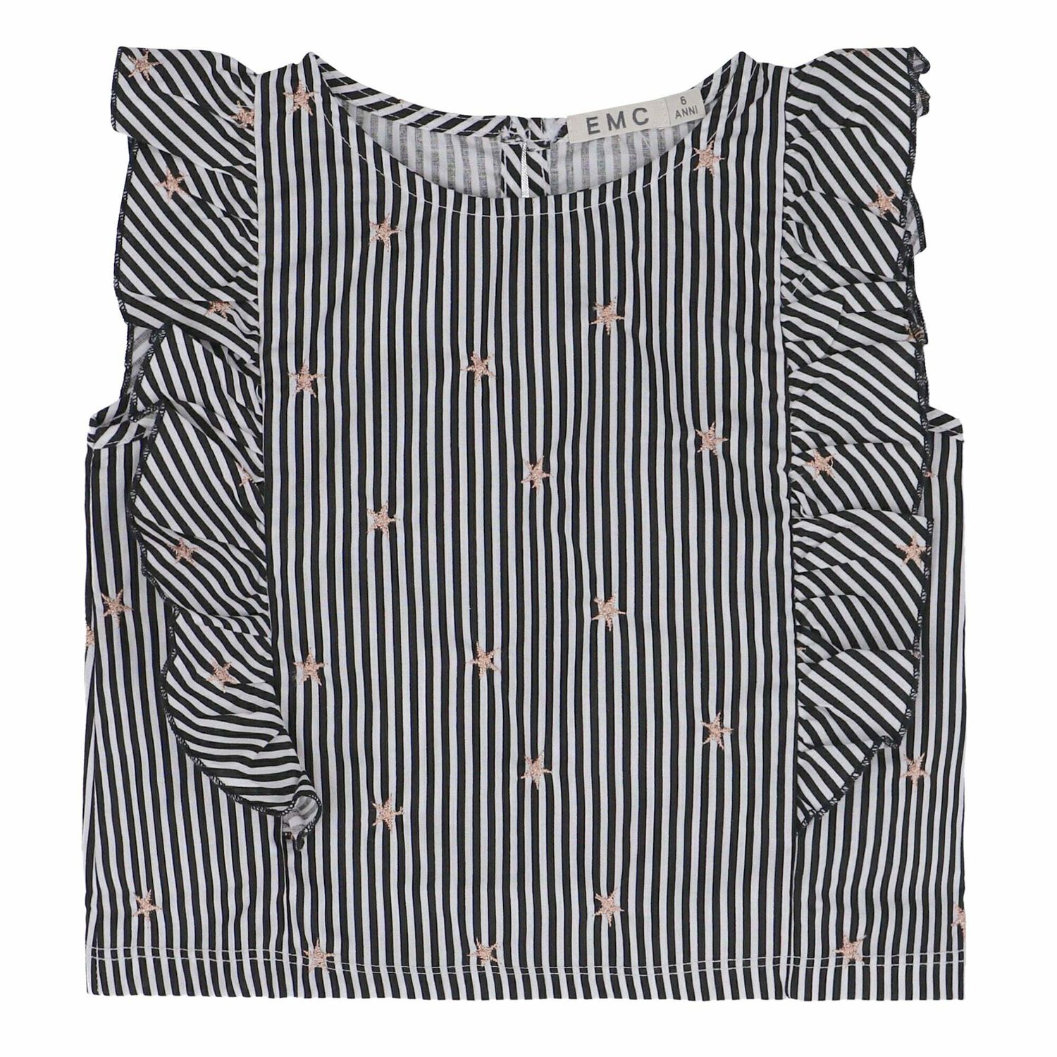 Girls Black & White Striped Top, 1, hi-res image number null