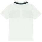 Younger Boys White Logo Polo Shirt, 1, hi-res