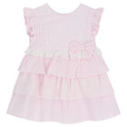 Younger Girls Pink & White Striped Dress, 1, hi-res