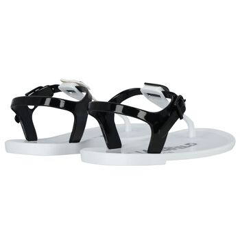 Girls White Karl & Choupette Jelly Sandals